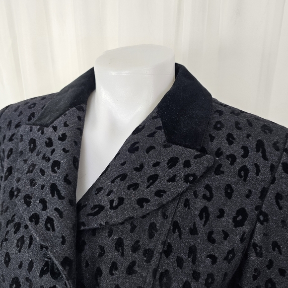 Vintage Rickie Freeman for Teri Jon Saks gray black leopard print wool skirt set - Picture 4 of 12